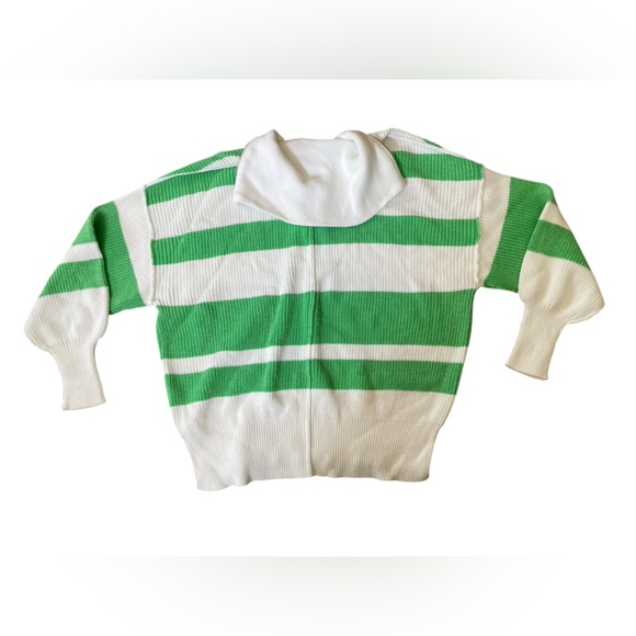 NEW Aerie Beyond Green White Quarter Zip Preppy Rugby Varsity Oversized Sweater - Picture 3 of 6